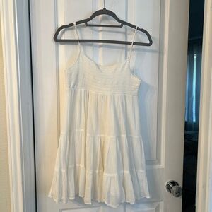 Zara White Tiered Spaghetti-Strap Mini Dress